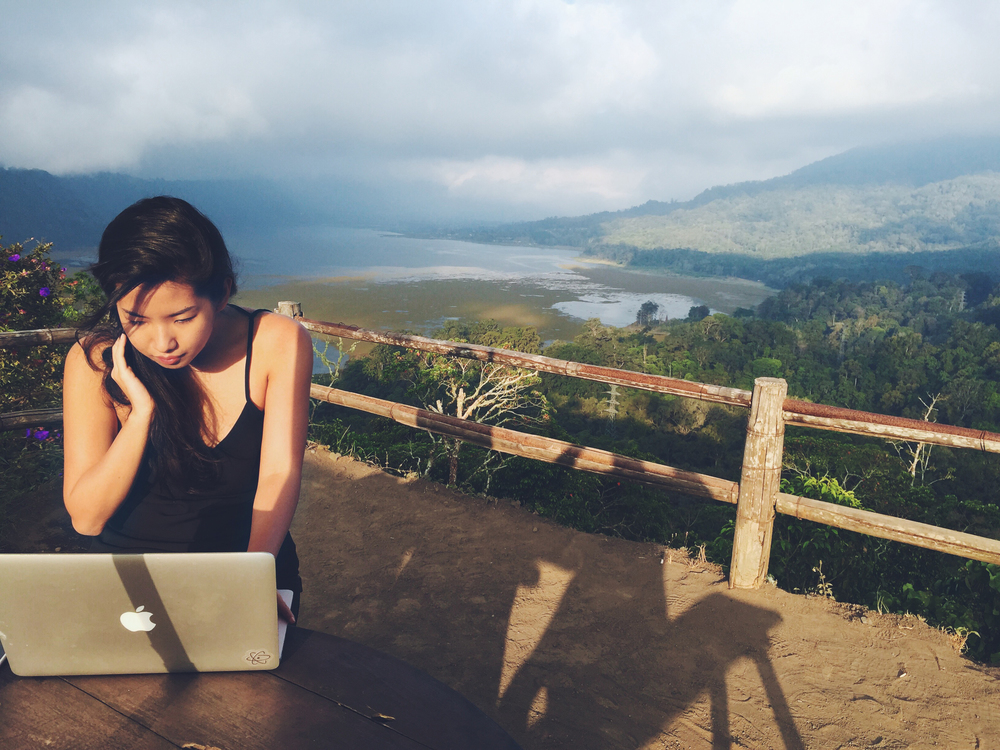 Melissa working from Bali.
